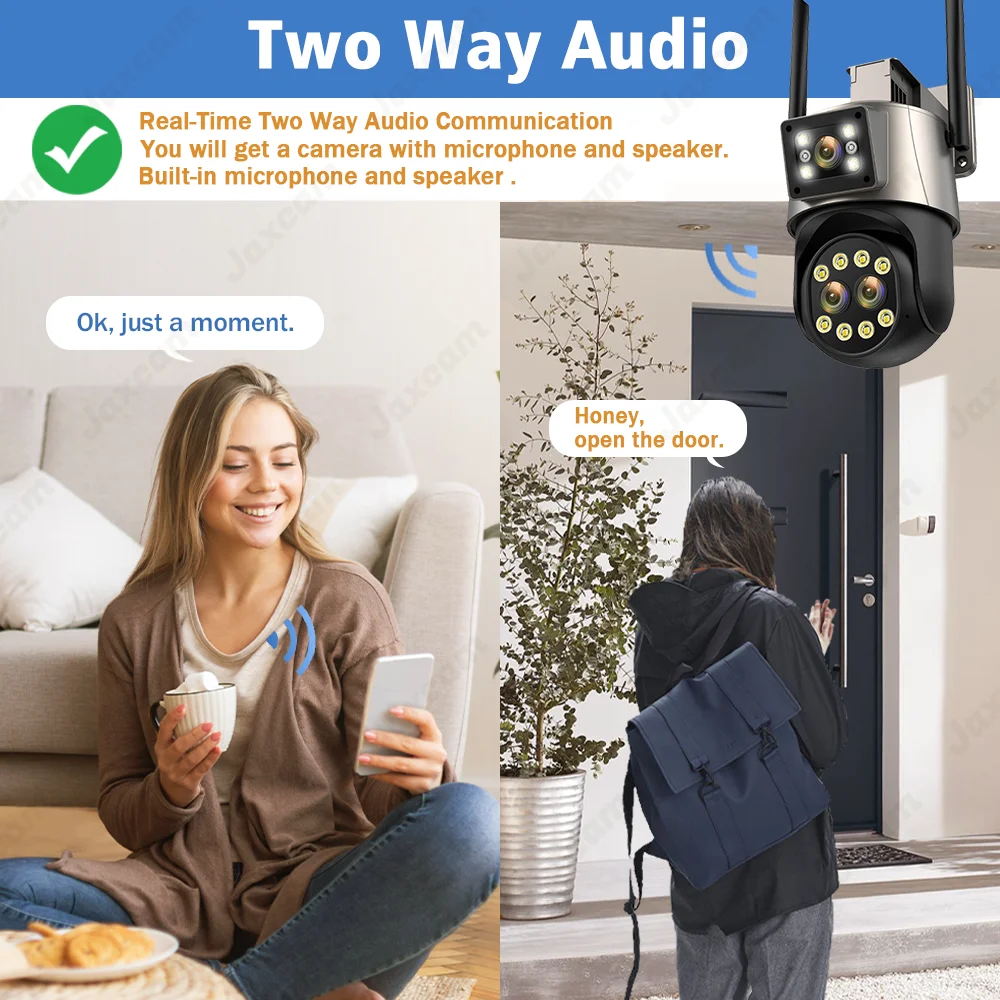 Caméra de surveillance extérieure PTZ IP WiFi HD 12MP/8X (ICN2), dispositif de sécurité sans fil, avec vision nocturne et 3 objectifs, pour les touristes et les documents