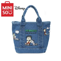 MINISO Disney Series Cute Cartoon Denim Embroidered Handbag Bento Bag Shopping Bag Lunch Box Bag Tote Bag