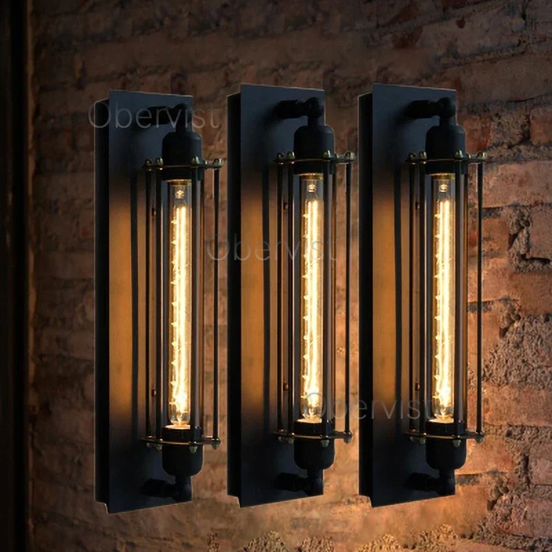 Retro Industrial Style Iron Wall Light Corridor Staircase Restaurant Loft Bedroom Lamp Bedside House Decor Indoor LED Lighting