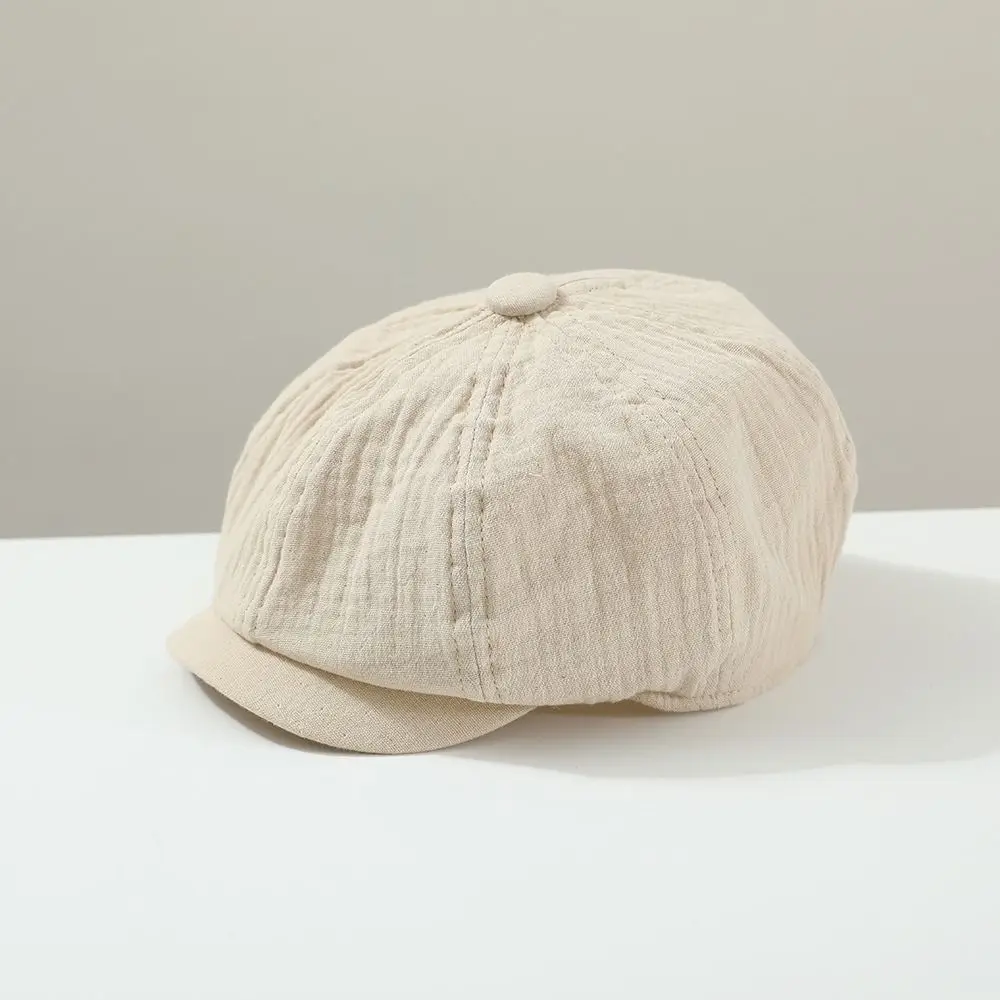 

Retro Solid Color Children Forward Hat Korean Harajuku Newsboy Cap 2-6year Visor Baby Beret Boy Girl
