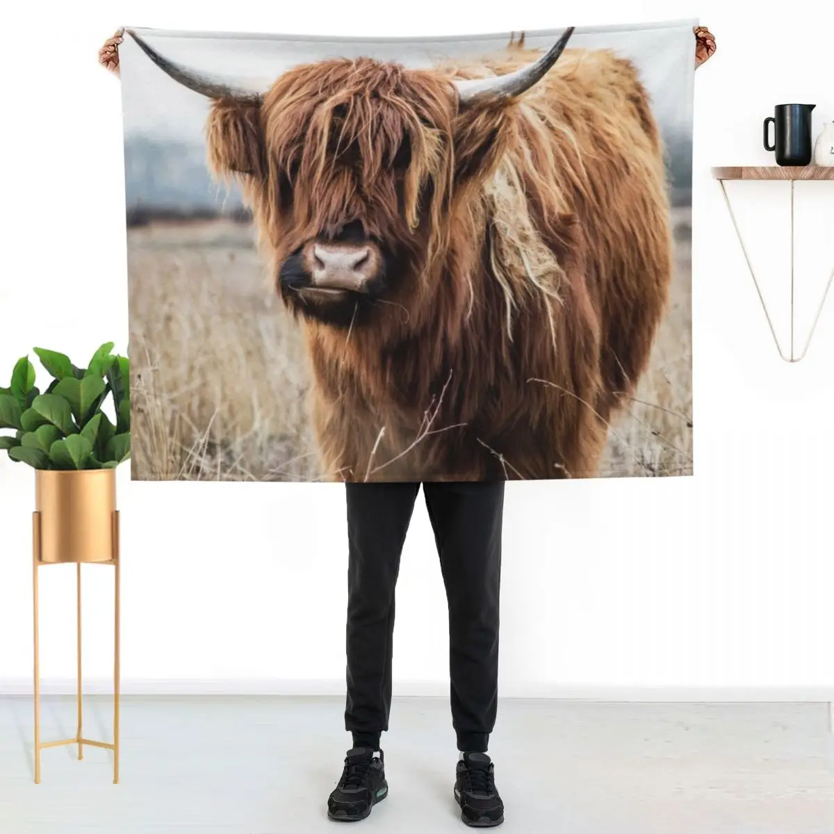 Highland Cow Portrait Throw Blanket Fashion Sofas decorative Extra Large Throw Heavy Summer Beddings Blankets