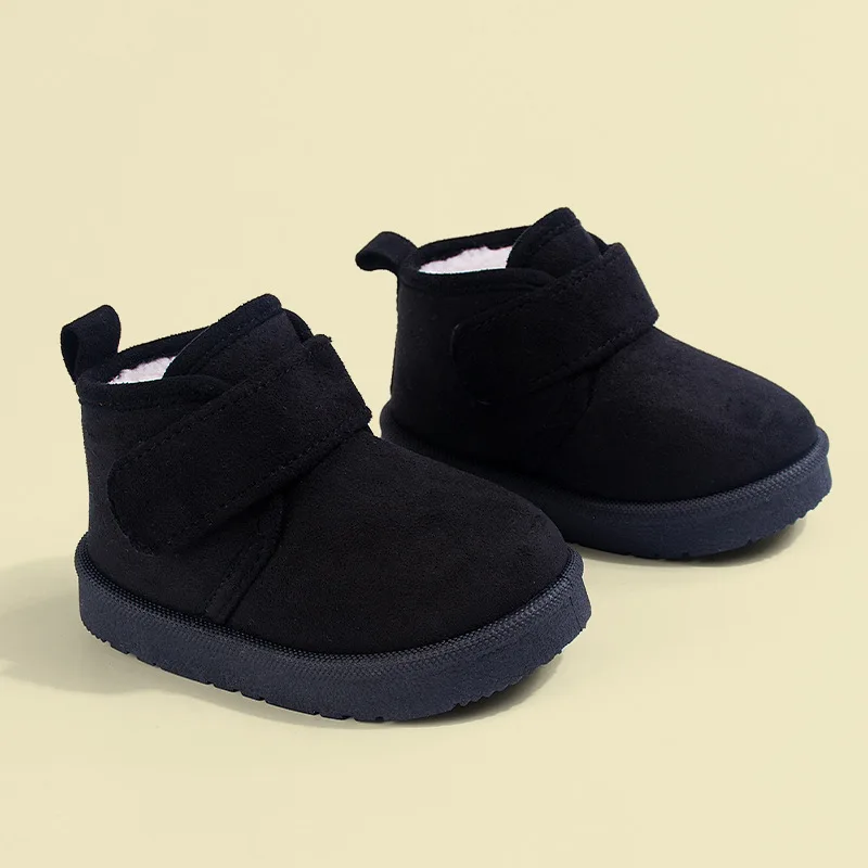 أحذية الثلوج الخارجية للأولاد والبنات، أحذية شتوية دافئة مضادة للانزلاق باللون البيج والأسود للأطفال