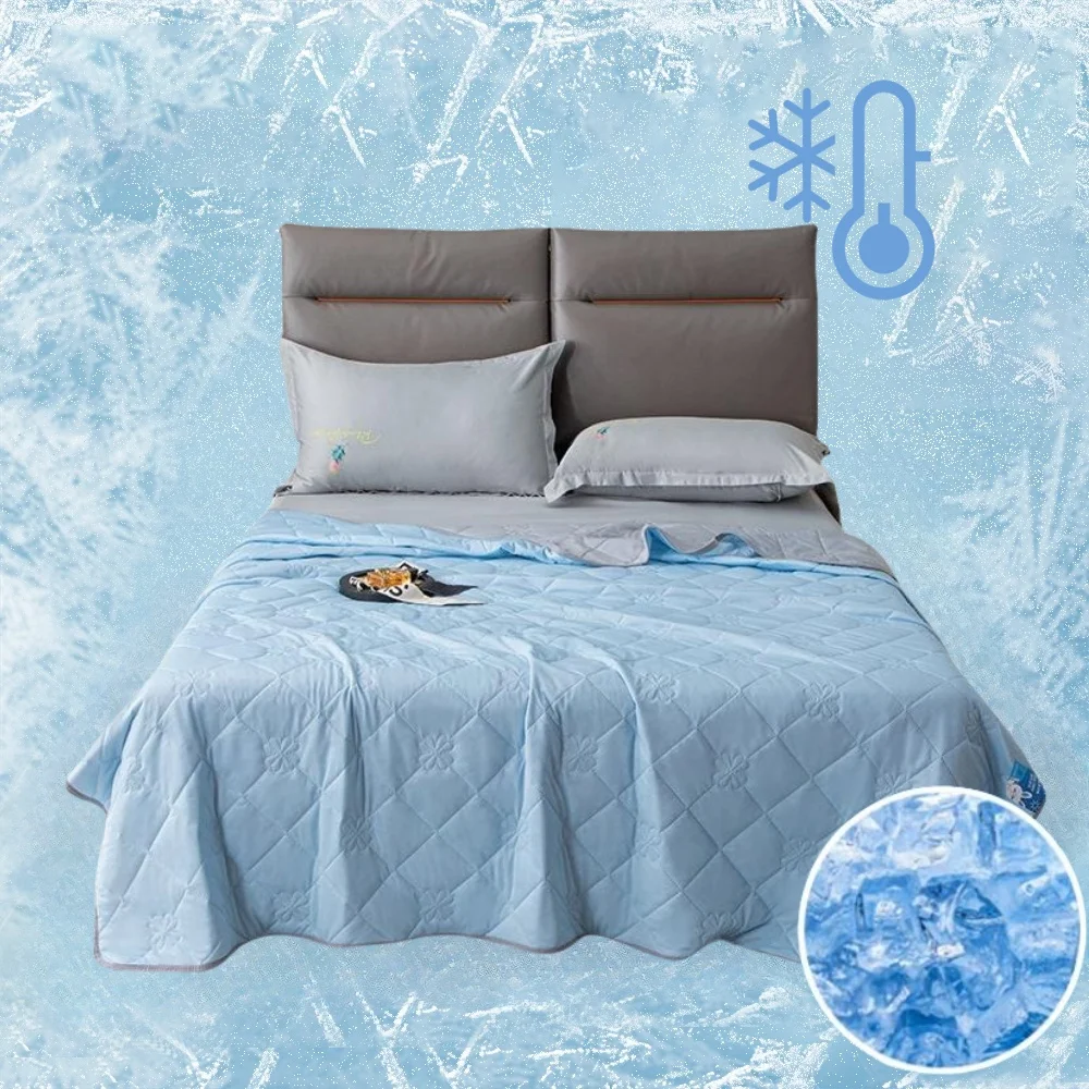 Ice Cooling Blankets Breathable Smooth Air Condition Comforter Lightweight Summer Quilt with Double Side Cold Cooling Fabric