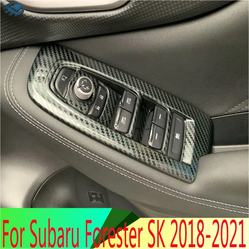

For Subaru Forester SK 2018-2021 Right hand drive Carbon Fiber Style Door Window Armrest Cover Switch Panel Trim