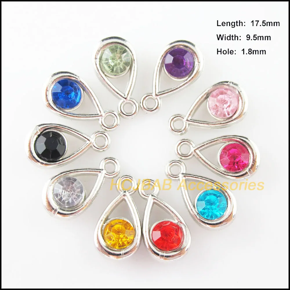 30Pcs Dull Silver Plated Charms Mixed Acrylic Pendants