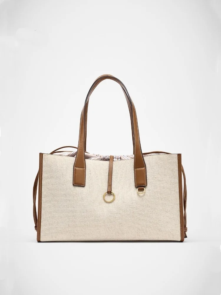 

Новая парусиновая сумка контрастного цвета для отдыха для женщин, стильная большая сумка для покупок, женские ручные сумки на плечо