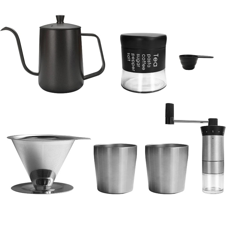 

25 years old new hand-brewed coffee set stainless steel outdoor convenient coffee gift box coffee pot set