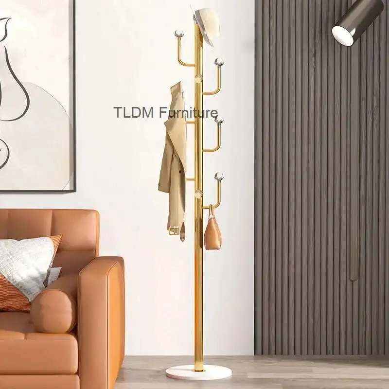 

Floor Home Clothes Rack Simple Entrance Door Coat Racks For Bedroom Light Luxury Living Room Corner Hanger Bag Storage Shelf GM