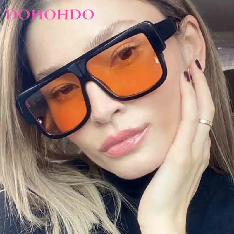 Trendy Klassieke Zonnebril Unisex Oversized Eendelig Frame Bril Tinten Persoonlijkheid Vierkante Brillen UV400 Gafas De Sol