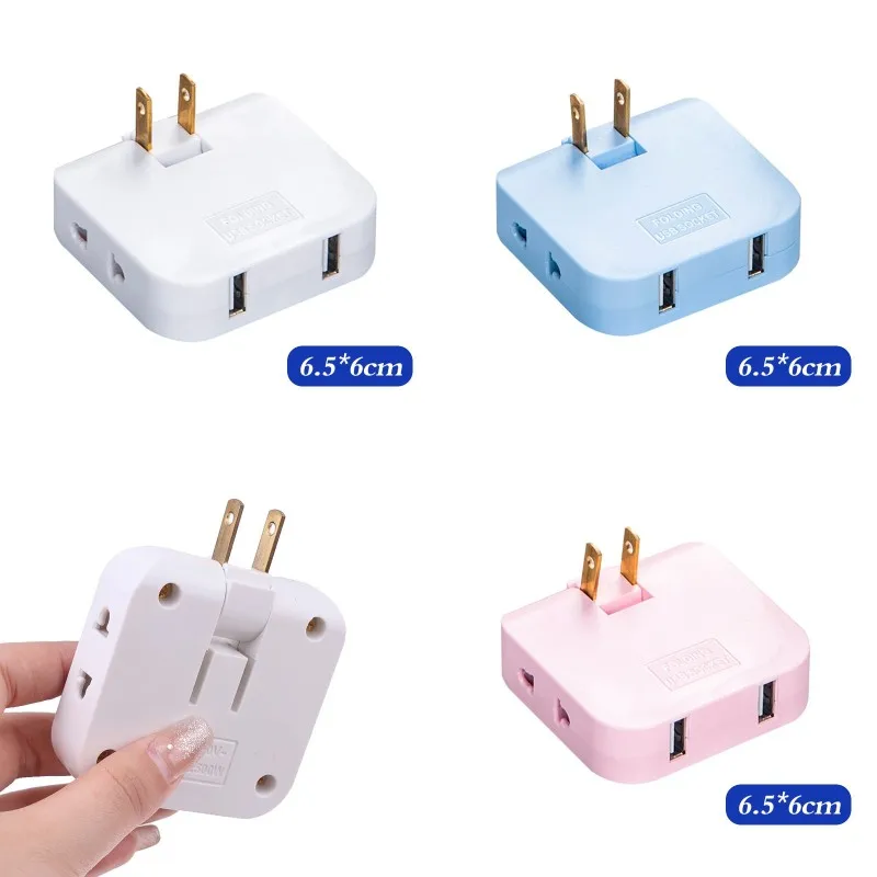 Adjustable 3 In 1 EU Extension Plug Electrical Adapter With USB 180 Degree Rotation For Mobile Phone Charging Converter Socket