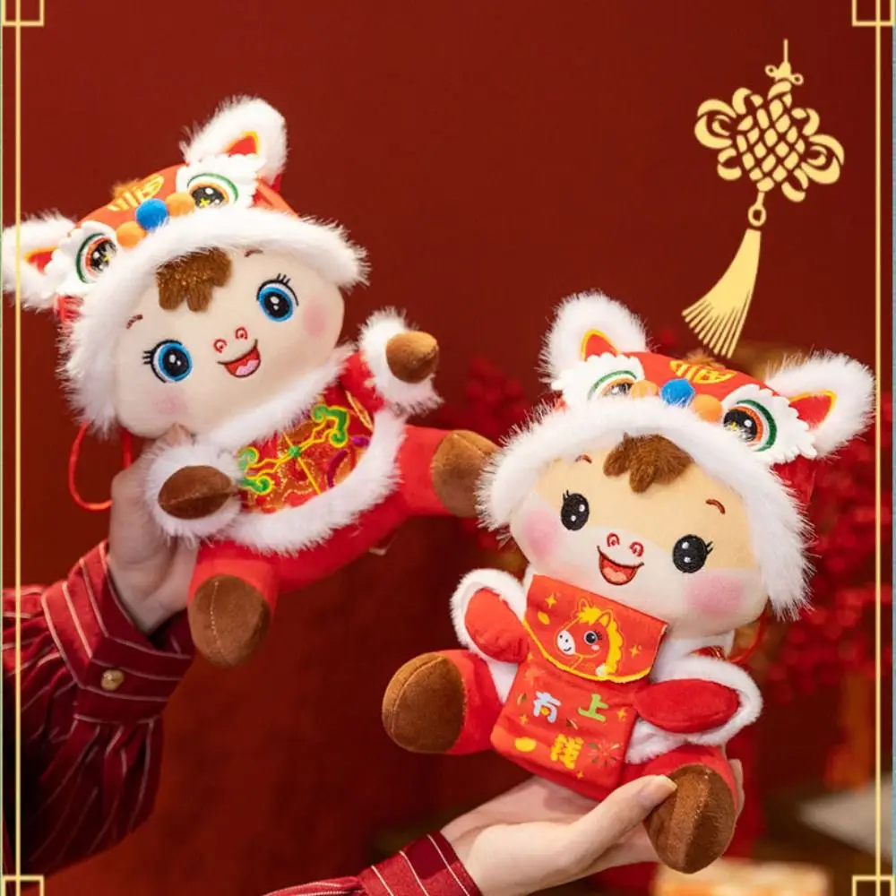 

Traditional Cartoon Animal Horse Stuffed Toys Lucky 16/20/25cm Chinese Zodiac Horse Cute Red Pony Plush Doll Kids