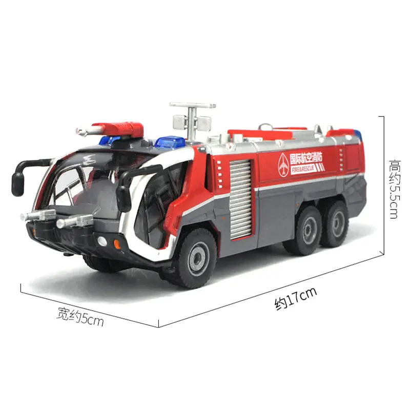 1:50 Toys Car Model Alloy Diecast Airfield Water Cannon Water Fire Rescue Truck Cars Collection Gift for Kid Hobby Toy Boys B116