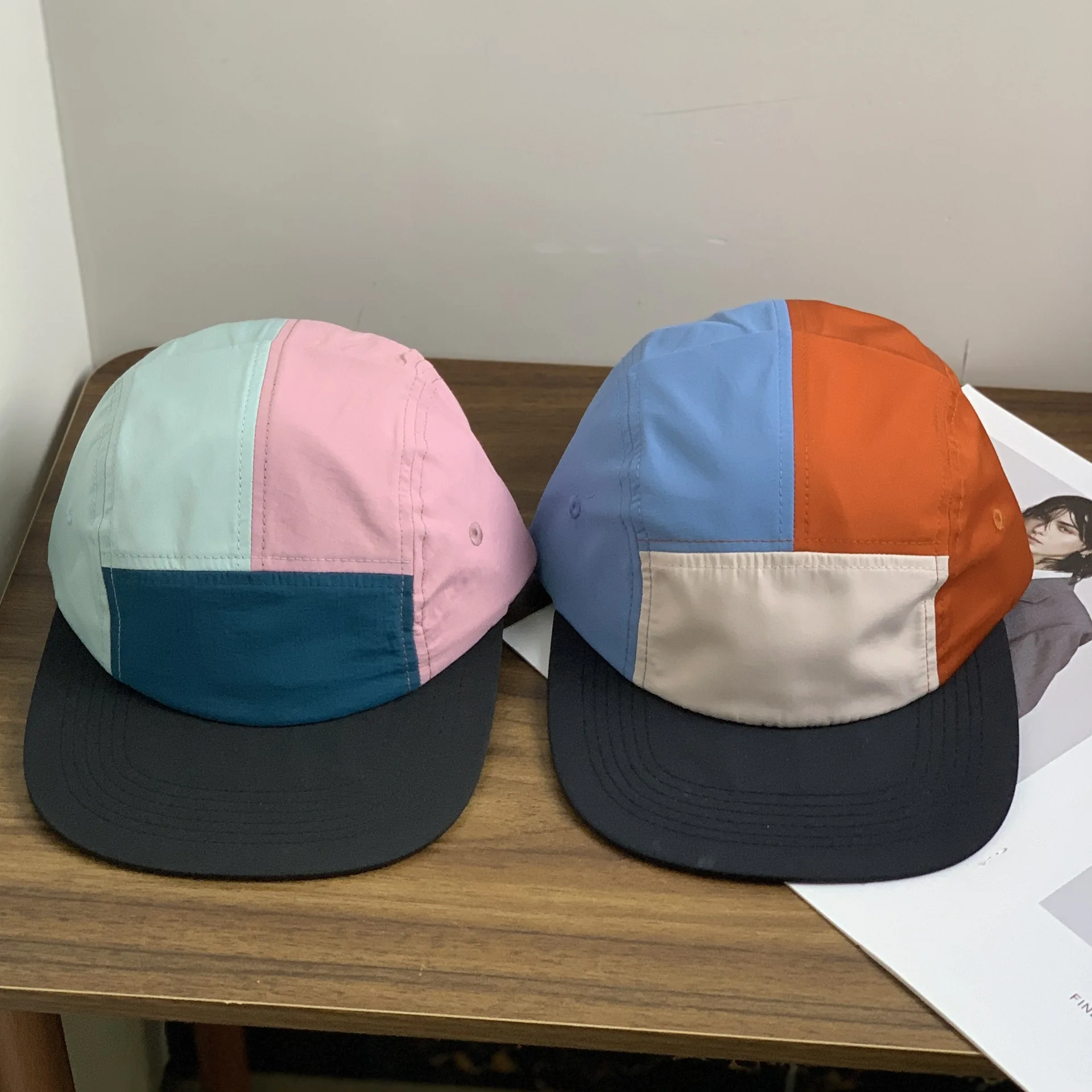 

Retro color matching five-piece hat quick-drying soft top cap tide outdoor sports visor hat flat edge hat