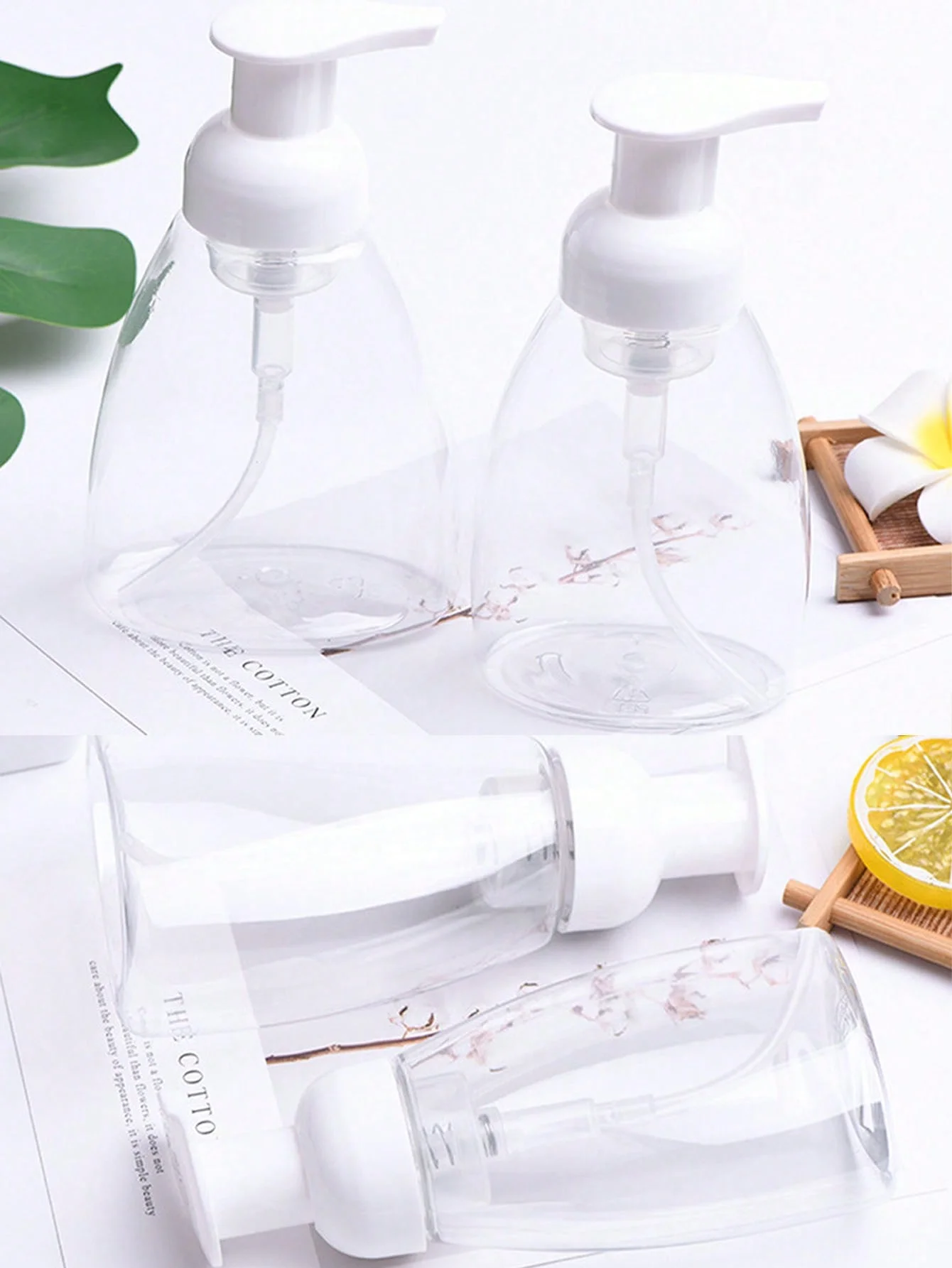 قطعتان من زجاجات مضخة توزيع الصابون الرغوي البلاستيكية الشفافة، موزع رغوة الصابون السائل القابل لإعادة الملء، للصابون السائل والشامبو والجسم #5