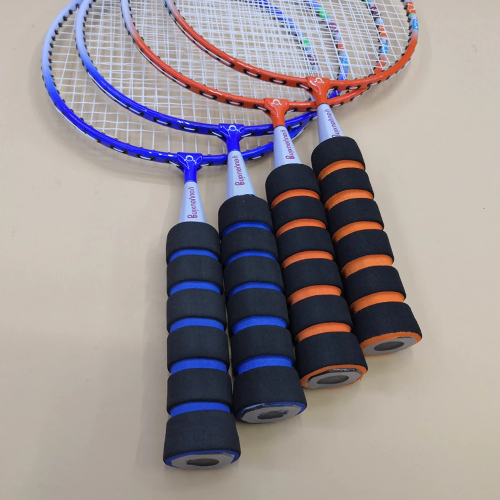 1Pair Childrens Lightweight Badminton Racket Reinforced Nylon Netting Wide Sweet Spot Travel Friendly School Sport Set Blue