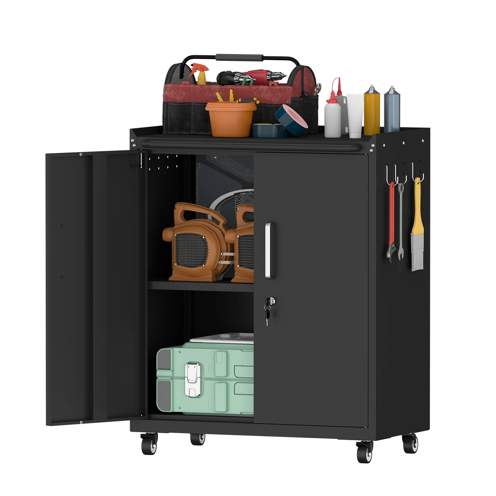 Mobile Tool Cabinet Rolling Storage Cabinet Shelves for Garage Workshop Organization