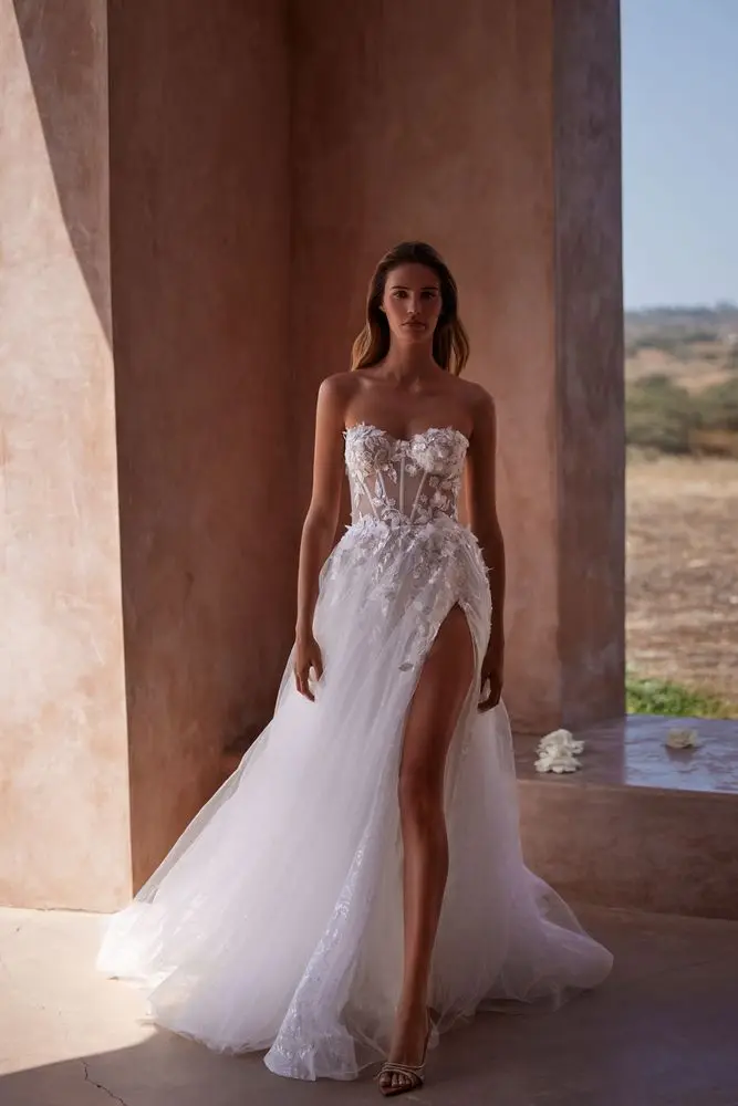 Vestidos De novia modernos De encaje con forma De corazón, apliques bohemios para playa, línea A, hechos a medida, 2024