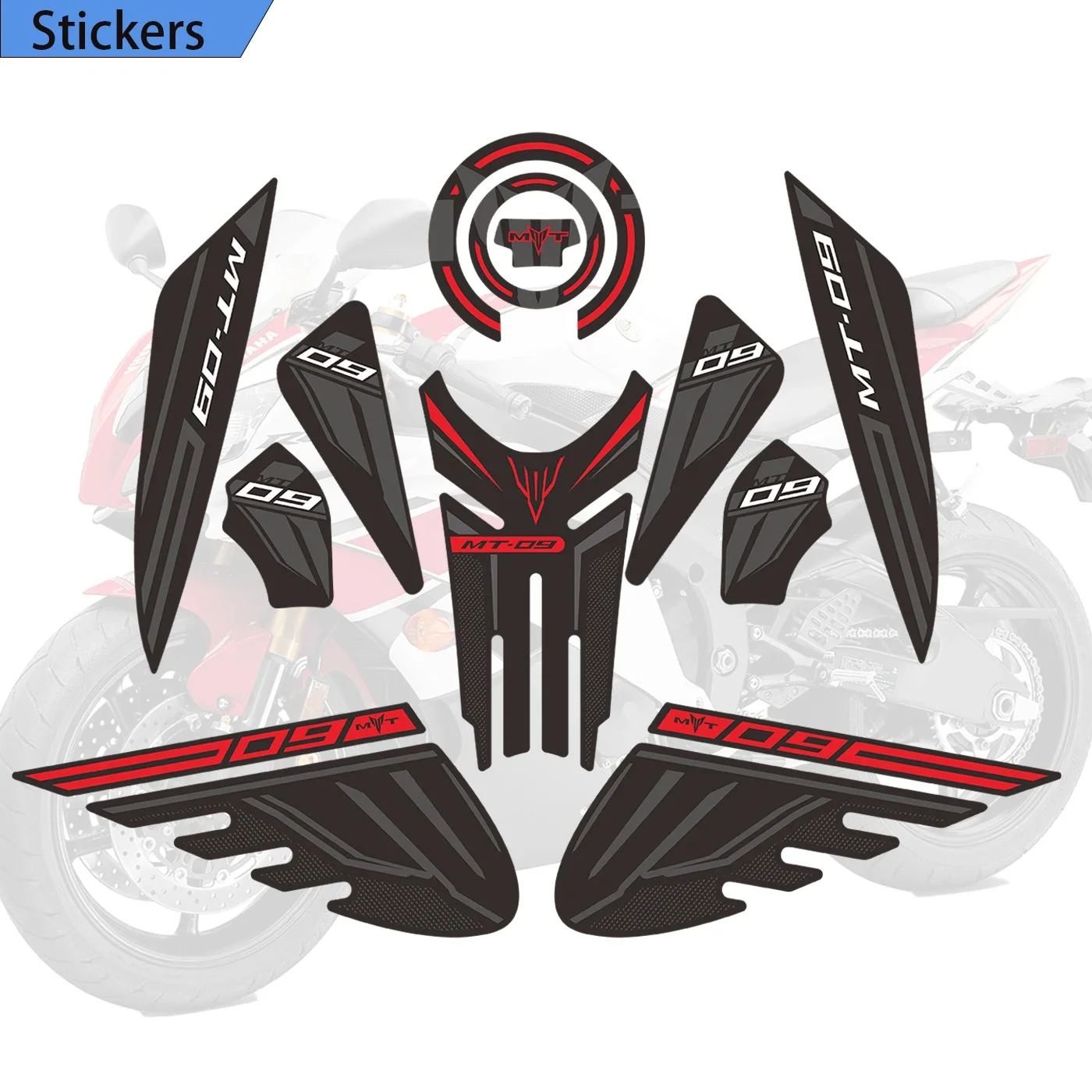 

For Yamaha MT09 MT FZ 09 SP MT-09 Motorcycle Decals Gas Fuel Oil Kit Knee Tank Pad Protector 2021 2022