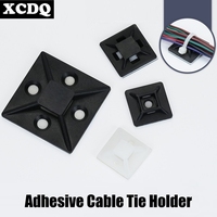 100pcs Self Adhesive Nylon Cable Tie Holder Zip Tie Fixed Seat PA66 Plastic Cable Clips 3M 1600T Strong Adhesive Tie Mount