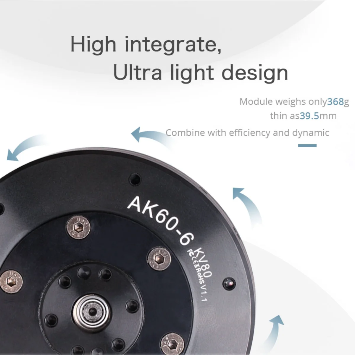 큐브마스 로봇 브러시리스 모터 AK60-6 V1.1 KV80 KV140 24V 로봇 다이나믹스 로봇 동적 모듈 다리 팔용 브러시리스 모터