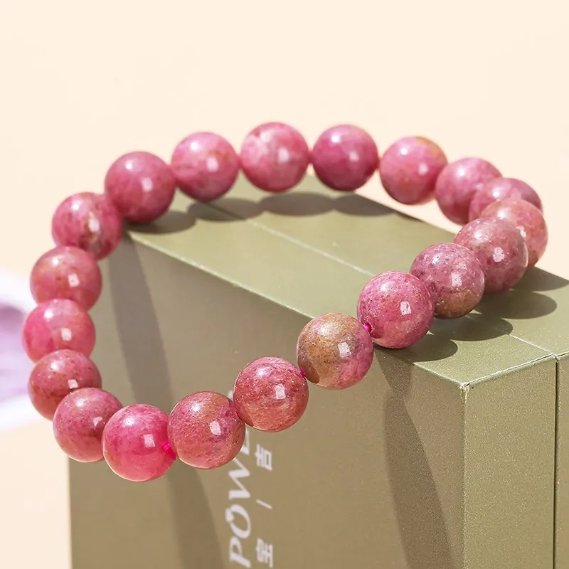 JD Natural Rhodochrosite Round Bead Bracelets For Women Fashion Reiki Energy Healing Handmade Strand Bangles Jewelry Party Gift