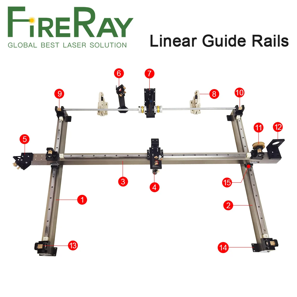 FireRay 1600*1000mm Mechanical Parts Set Linear Guide Rails Kits Spare Parts for 1610 1490 Co2 Laser Engraving Cutting Machine