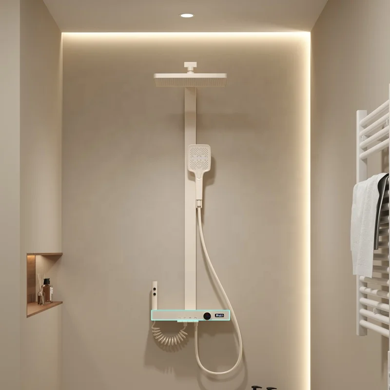 New 4 Way LED Smart Digital Massager Bathroom Shower Set System Polished In-Wall Colonne De Douche Shower Faucet With Thermostat view 4