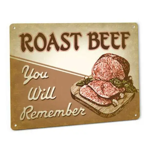 Retro Vintage Metal Sign Tin Sign Roast Beef Home Bar Kitchen Club Wall Decor Signs 12x8inch