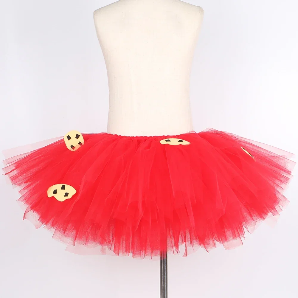 Red Cookie Monster Elmo Girls Tutu Skirt Set Fluffy Toddler Baby Girls Tulle Skirts Kids Halloween Birthday Party Tutu Costume