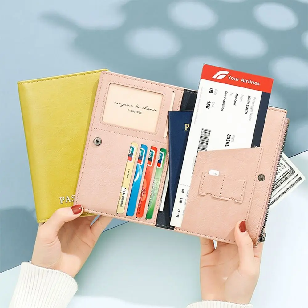 Portable Multicolor Passport Cover PU Anti Theft Certificates Passport Bag Accessories Large Quality Card Holder