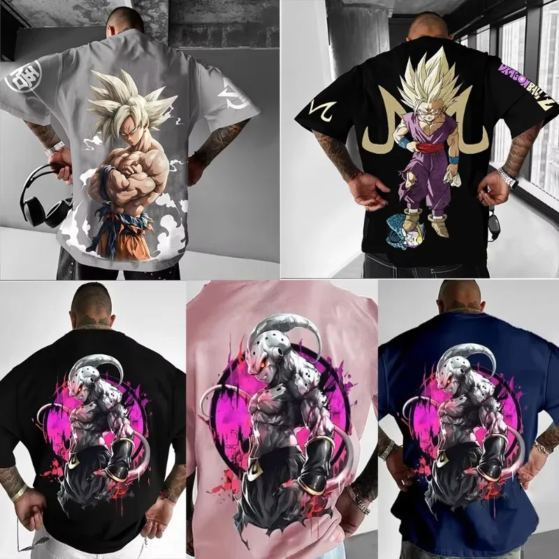 드래곤 볼 애니메이션 조인트 티셔츠 여름 신작 남성 및 여성 하라주쿠 루즈 캐주얼 플러스 사이즈 부모-자식 반팔 탑