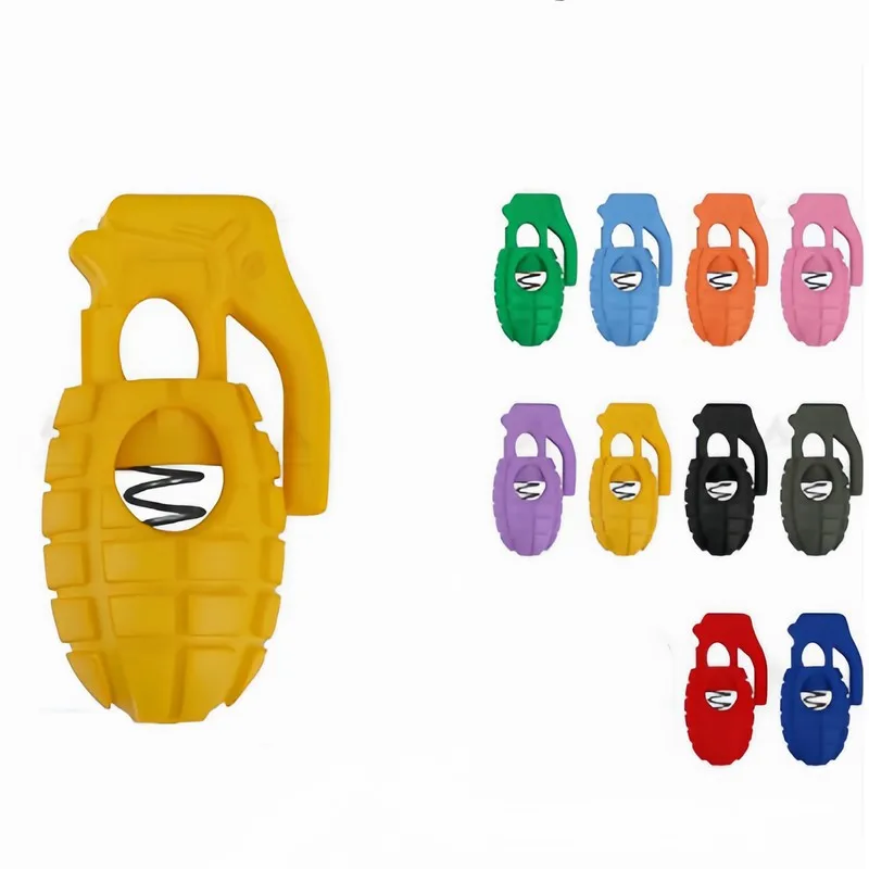 Grenade Cord Locks 64 pcs, Random Color Assortment, Grenade-Shaped Design, for Shoelaces Adjustment, Multipurpose