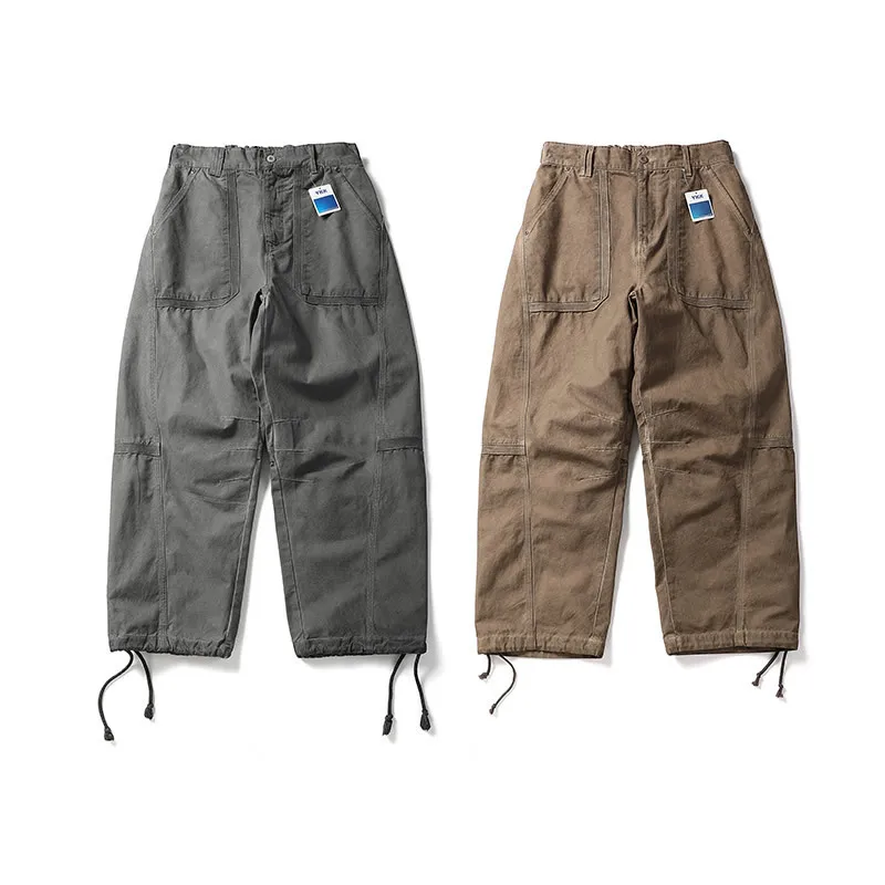 

Ретро-американские свободные прямые брюки в рабочем стиле, повседневные брюки с широкими штанинами в японском стиле