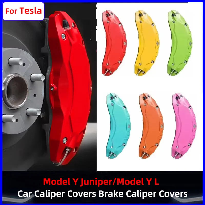 

For Tesla Model Y Juniper 2025 2026 Brake Caliper Covers Model Y L Car Aluminum Alloy Caliper Covers Auto Exterior Accessories