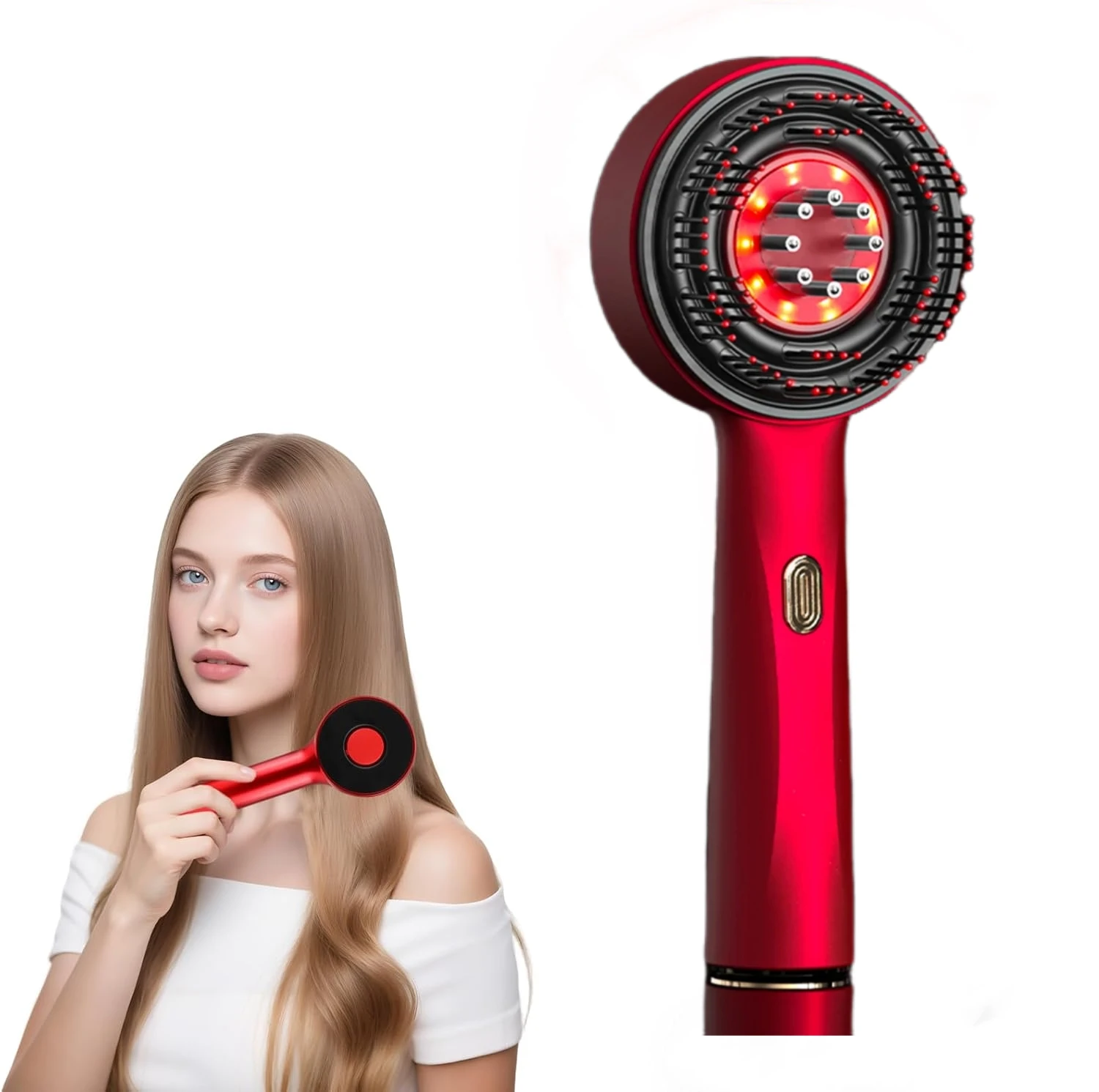 

Новинка 2025 года, вибрационная массажная расческа, терапия красным светом, массажная щетка для роста волос, щетка для кожи головы, против выпадения волос, жидкое масло, аппликатор, уход за волосами