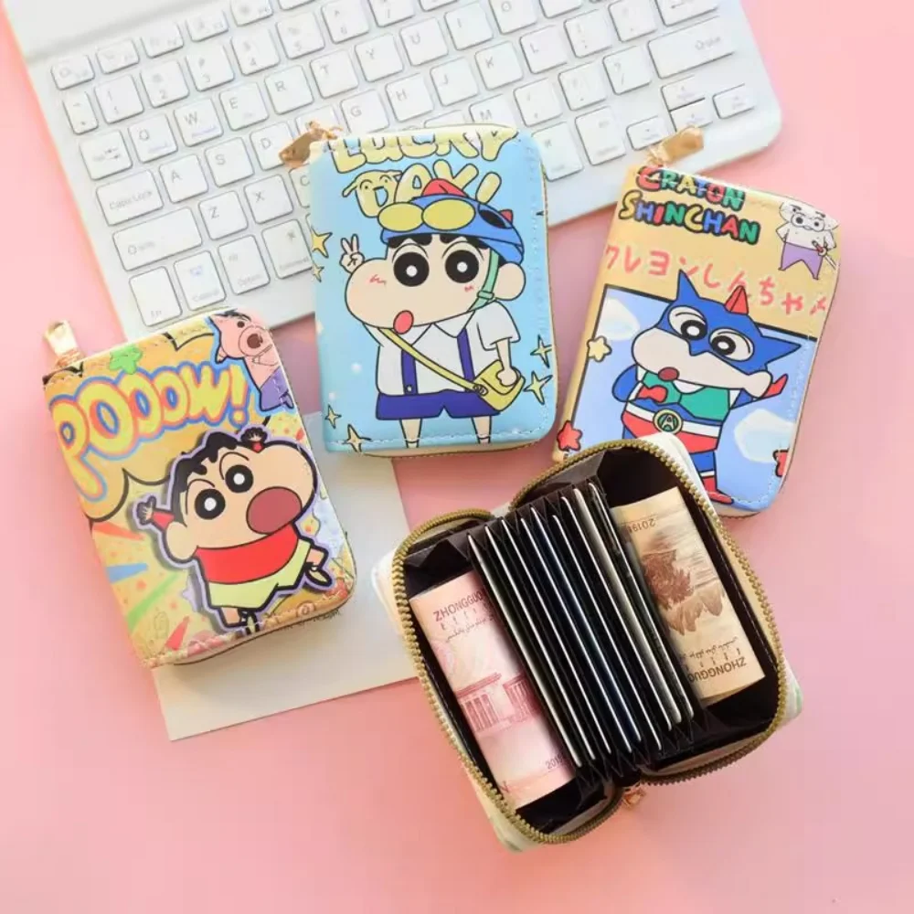 

New Crayon Shin-chan Wallet Cartoon Cute Coin Purse Fashion Pu Zipper Student Card Holder ID Storage Bag Girls Birthday Gifts