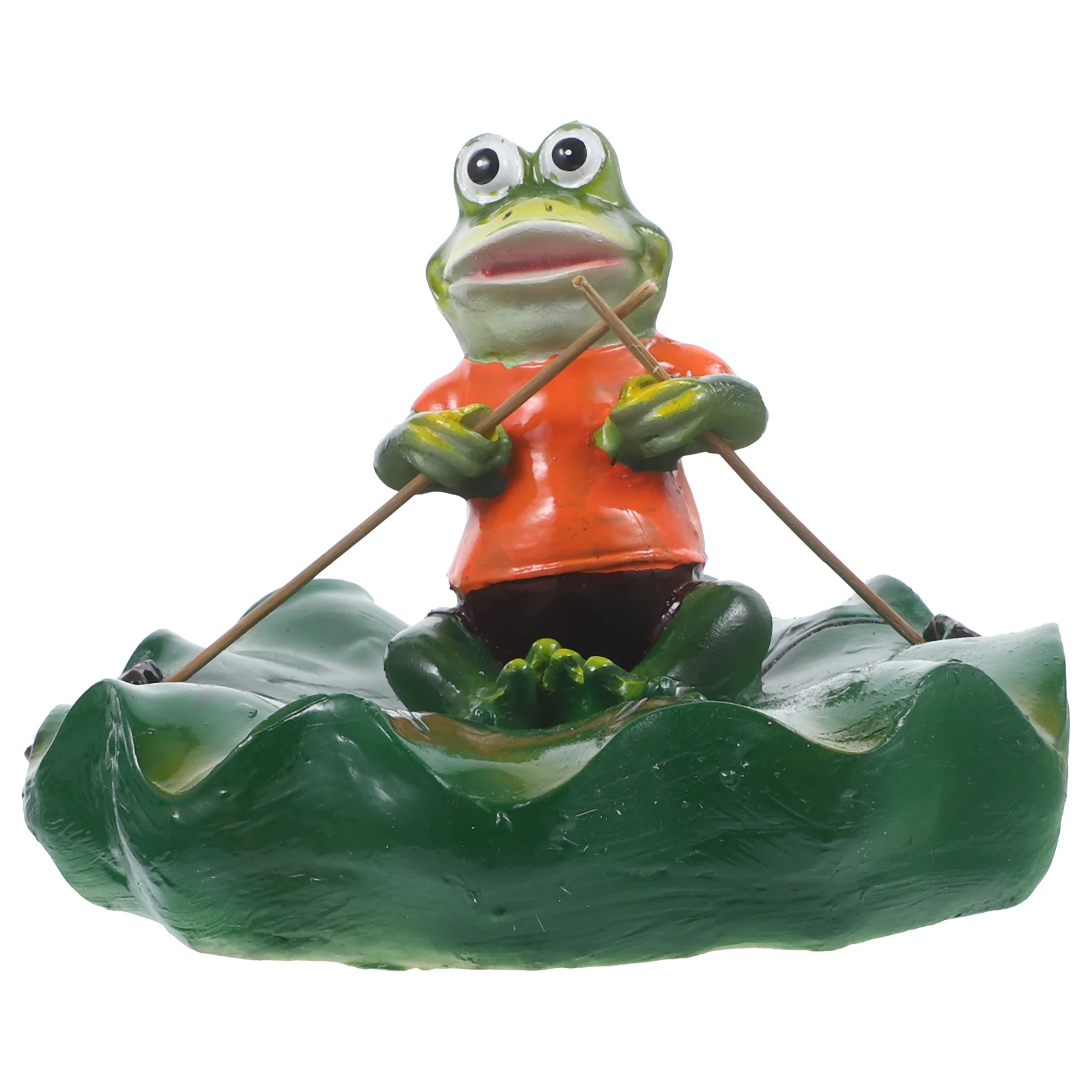 

Realistic Resin Floating Frog on Lotus Leaf for Garden Pond Water Decor Outdoor Landscape Decoration Pond Floating Frog Figurine
