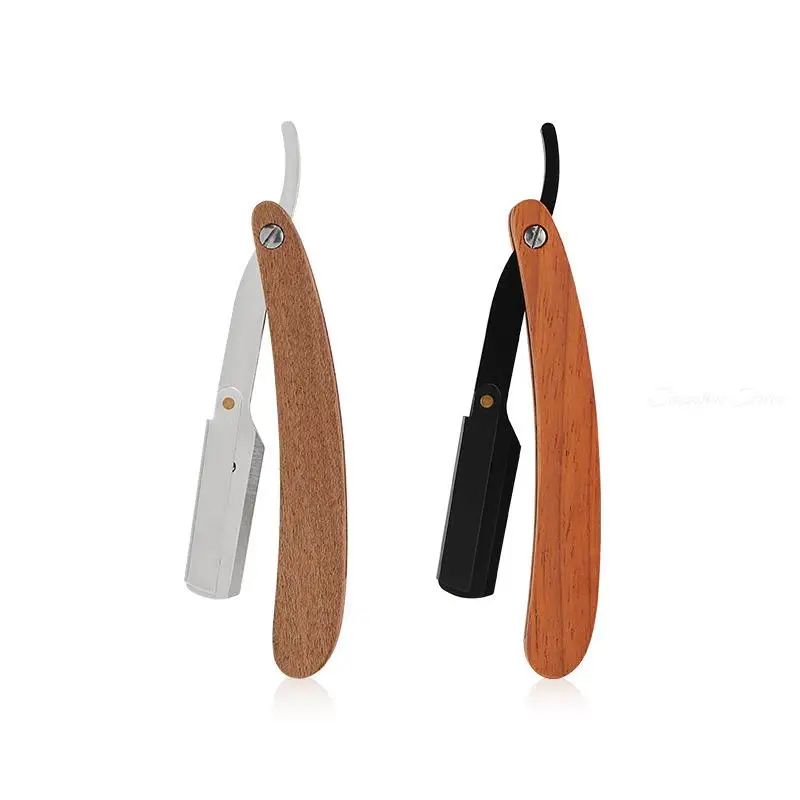 Hairdressing Razor Manual Stainless Steel Folding Shaver Eyebrow Trimming Hairdressing Knife Red Sandalwood/Pearwood Handle