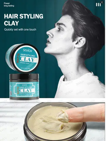 Sevich 80g Hair Brushed Clay For Men Strong Hold Hairstyle Finished Hair Styling Clay Mud Hair Cream Refreshing Hair Wax