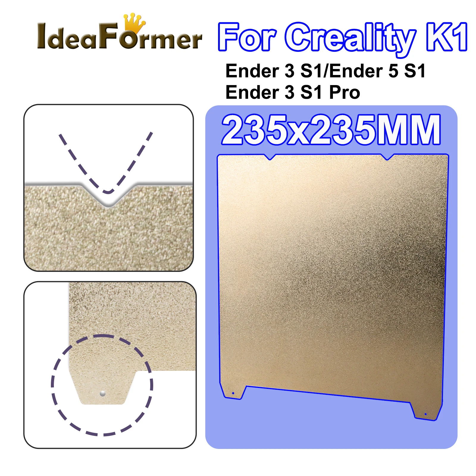 

For Creality K1 Upgrade Heated Bed PEI Sheet 235X235mm Double Side Build Diamond Plate Magnetic Base For Ender 3/5 S1/S1/Pro