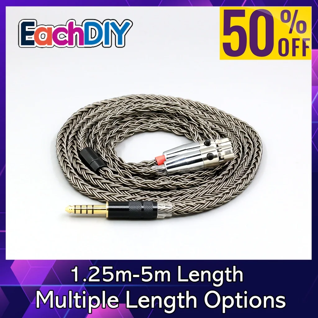 Cable de auriculares XLR de 2,5mm, 16 núcleos, gris, plateado, para Audeze LCD-3 LCD-2 LCD-X LCD-XC LCD-4z LCD-MX4 LCD-GX lcd-24 LN008840