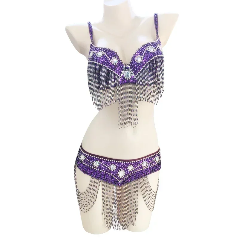 

Belly Dance Costume Outfit Diamond 2 Pics Set of Bra&Belt 32-34A/B/C Sexy Night dance bellydance Carnival Tops Belt 10 Color