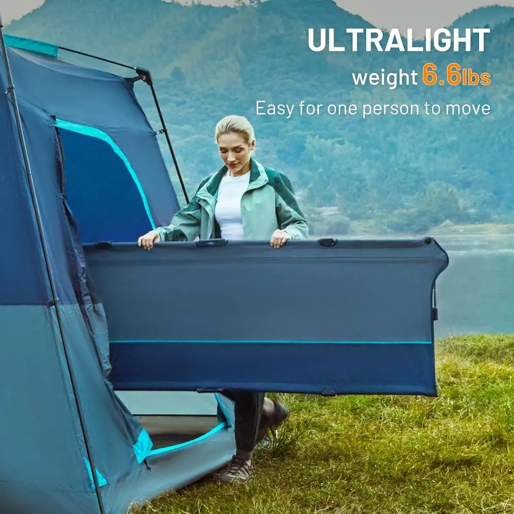 سرير تخييم سريع الإعداد لمدة 20 ثانية، سرير ألومنيوم خفيف الوزن قابل للطي مع سحاب إغلاق، حقيبة حمل محمولة متضمنة للتخييم #2