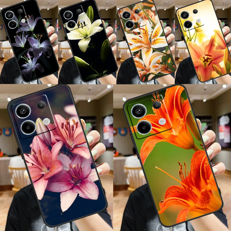 Colorful Flower Lily Funda For Xiaomi Redmi Note 13 Pro 12 11 9 10 Pro 12S 11S 10S Redmi 13 12 10C 12C 13C Case