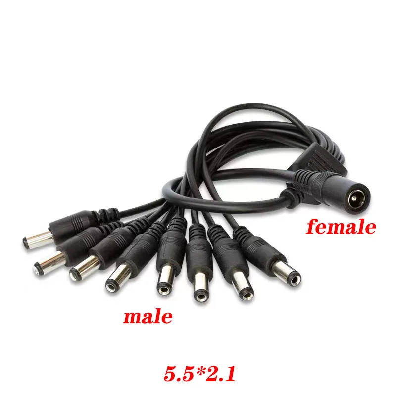 1pcs 12V DC Power Supply 1 Female to 8 Male way Splitter Plug extension Cable cord connector 5.5x2.1mm for Led strip light