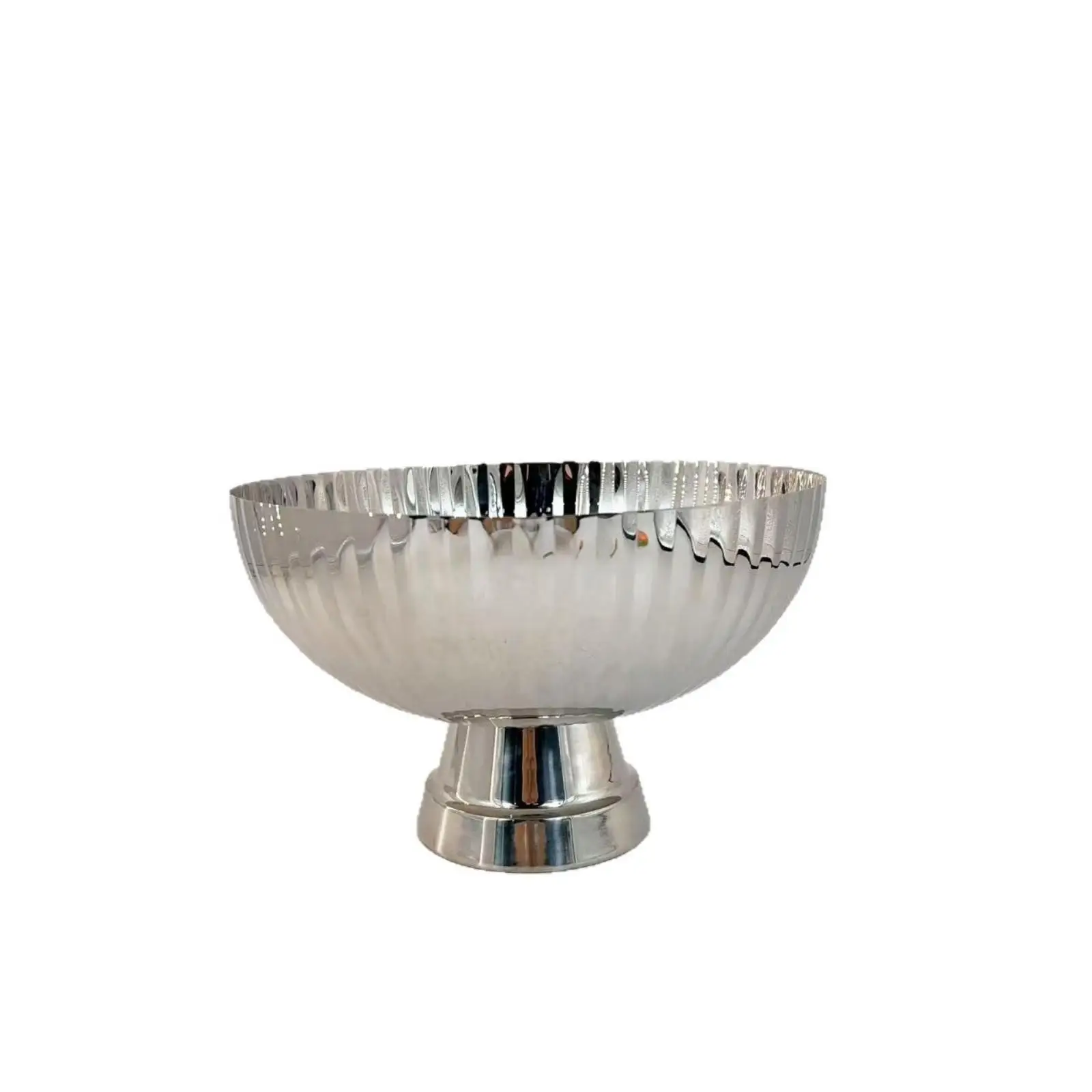 Reflective Stainless Steel Fluted Serving Bowl with Sturdy Base for Pastry Cake Cup Sweet Table Styling