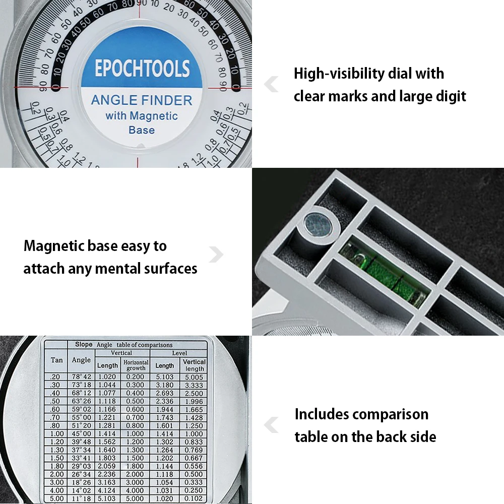 Magnetic Angle Finder Locator Mini Inclinometer Measurement Tool Protractor Tilt Level Meter Dual Level Bubble Back Comparison T