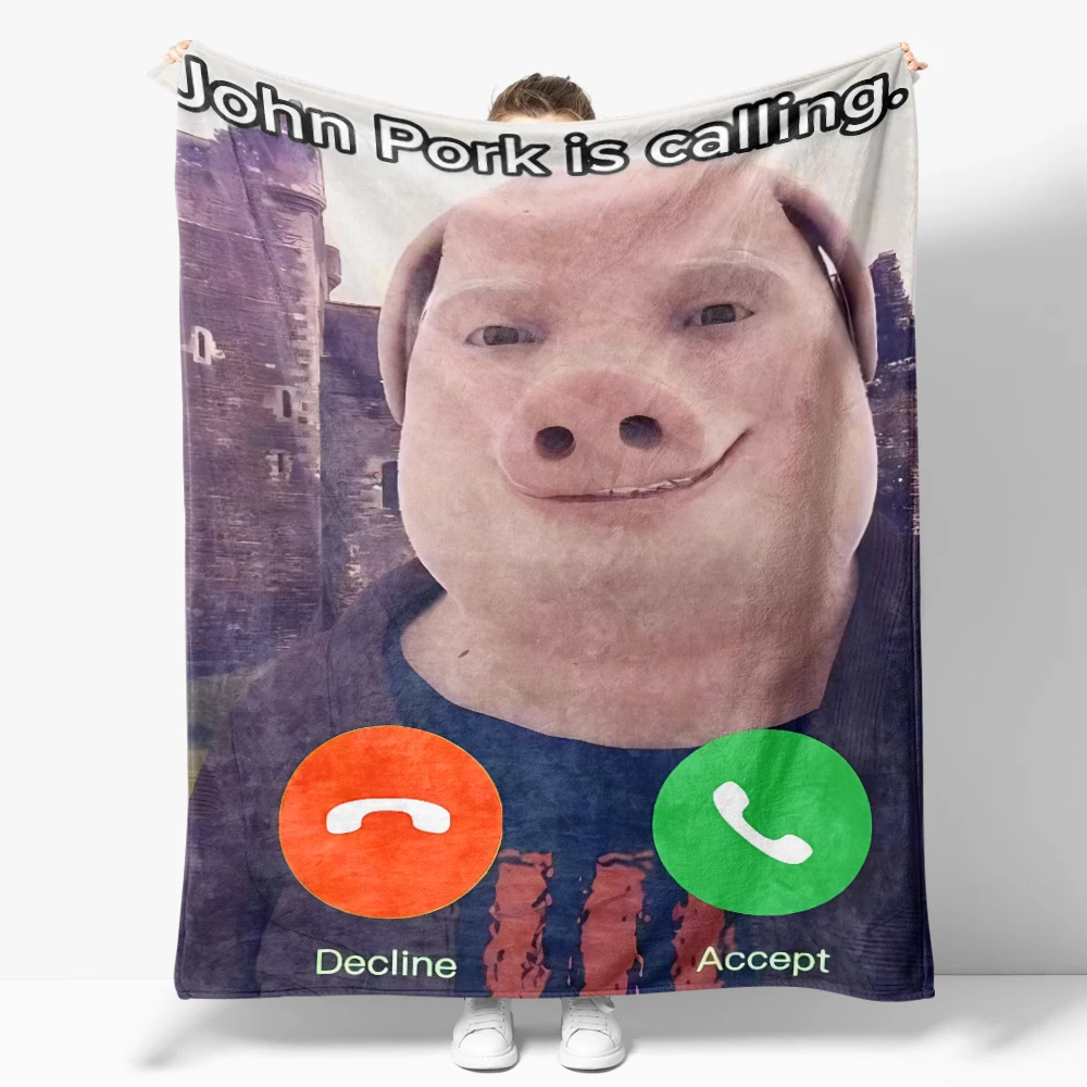 John Pork, John Pork Is Calling Flannel Throw Blanket Cozy Soft Lightweight Warmfor Couch Sofa Bed