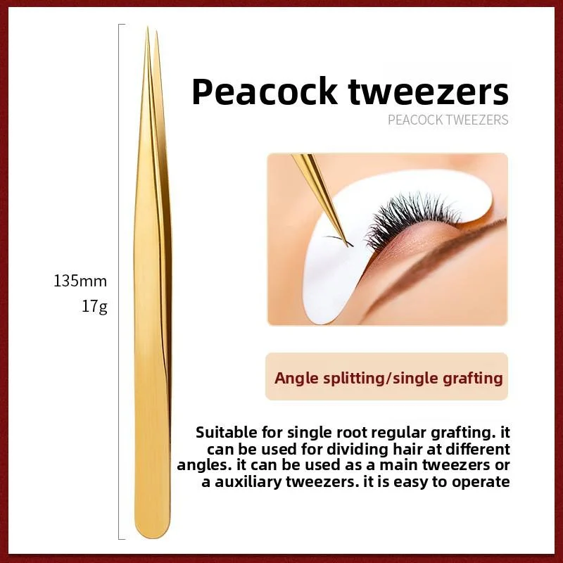 Pinzas para Pestañas y Extensión, Juego de Pinzas de Alta Precisión Apertura, Pinzas Plumas Doradas y Rizador, Kit Completo