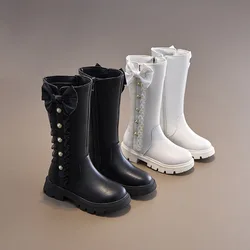 2024 Girls' Long Boots New Autumn And Winter Style Performance High Boots Martin Boots For Little Girls